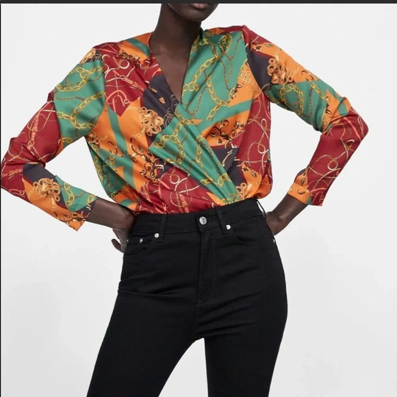 Zara Chain Print Bodysuit - Picture 1 of 9